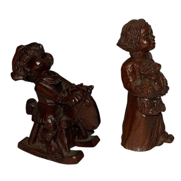 2 Statues Little Child Rocking Horse Roxanne Girl Holding Teddy Bear Figurine - Picture 4 of 10